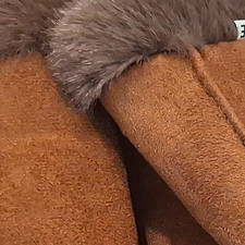 Home Women  s Brown Faux Suede Slip-On Slippers Sz 7 Faux Fur Lined Trim