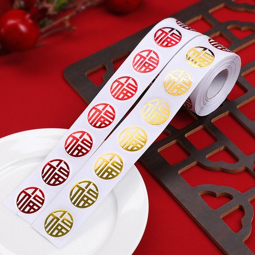  2 Rolls of Chinese New Year Labels Decorative Present Labels Adhesive Spring - Zdjęcie 2 z 12