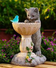 Cat Statues for Bird Bath: Outdoor Sculptures for Garden Lawn Patio Yard Balcony