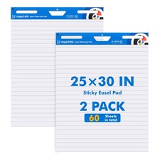 Lined Sticky Easel Pad 25"x30", Large Flip Chart Paper with 2 Packs of 30 She...