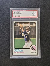 1973 Topps Baseball Hank Aaron PSA 9 (OC) #100 Braves 