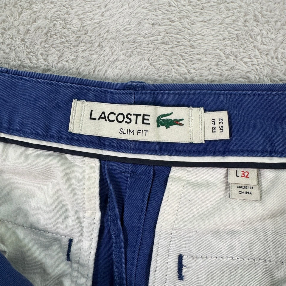 Lacoste Slim Fit Chino Pants Blue Cotton Casual Trousers Mens 32x29 Modern EUC - Image 4 of 4