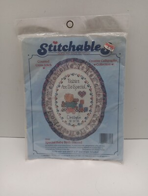 New VTG  Stitchables Dimensions Counted CROSS STITCH  Special Baby Birth Record 