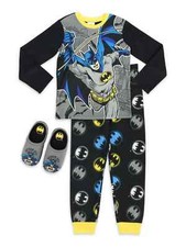 New Batman 2 Piece Pajama Set with Matching Slippers 4/5 6/7 8 10/12