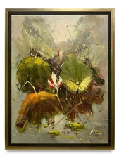 Hungryartist -Original Oil Painting of Still Life Flowers on Canvas 12x16 Framed