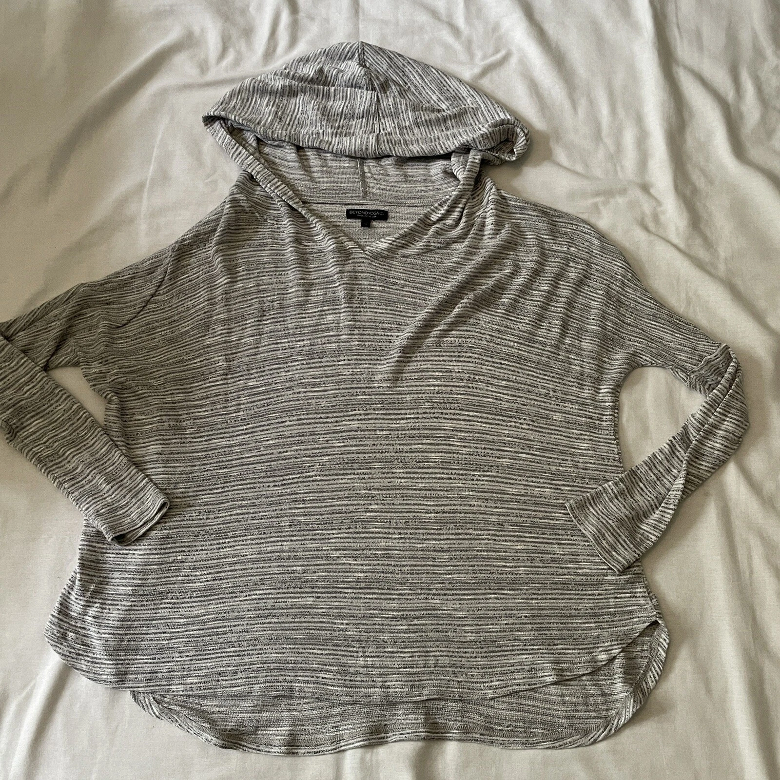 beyond-yoga oversized stripe pullover hoodie
