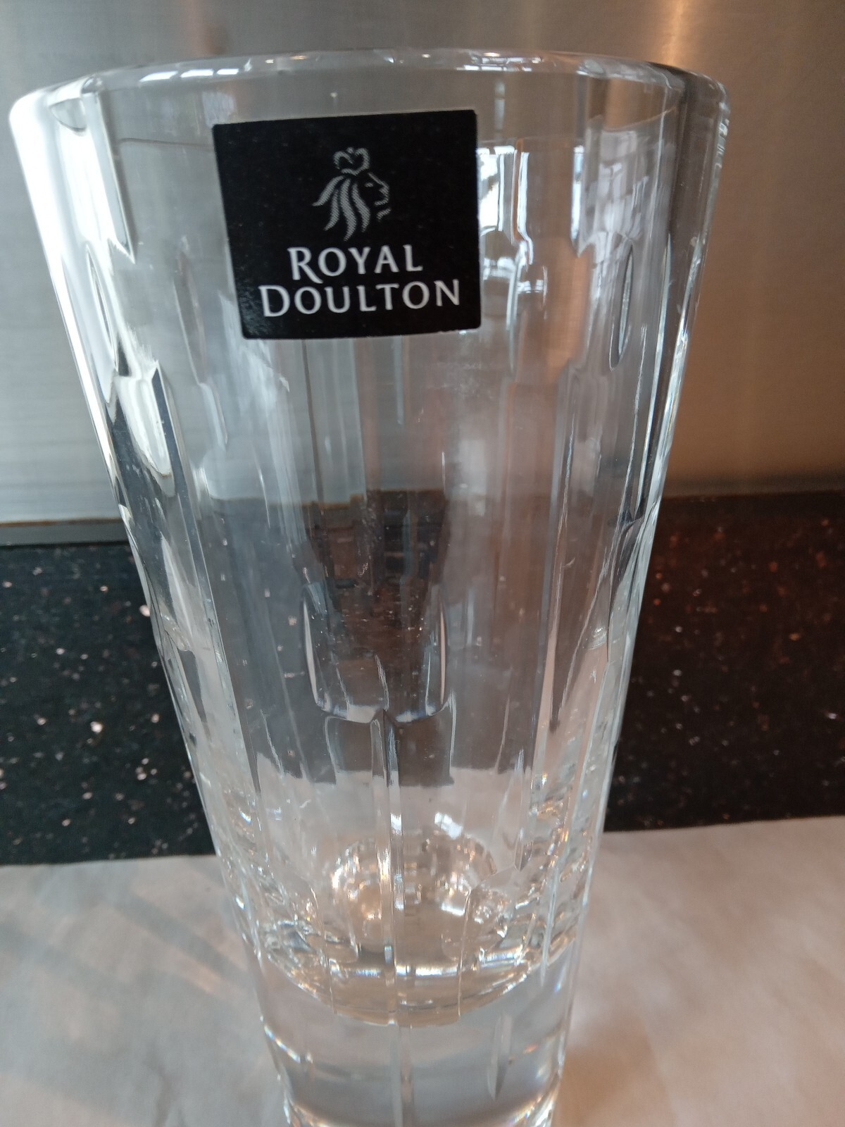Royal Doulton Lead Crystal Cut glass vase heavy 19cm high eBay