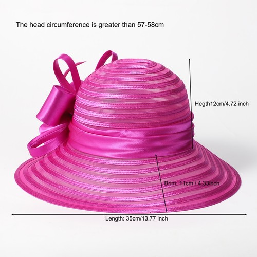 Rose Wide Brim Sun Hats For Women Floppy Cap Elegant Flower Church Fedoras - Bild 6 von 8