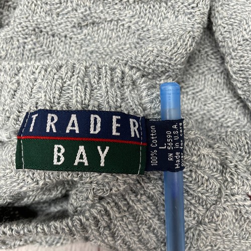 Vintage Trader Bay Men Pullover Sweater Knit Top Size Large Gray B354 -18 - Picture 10 of 16