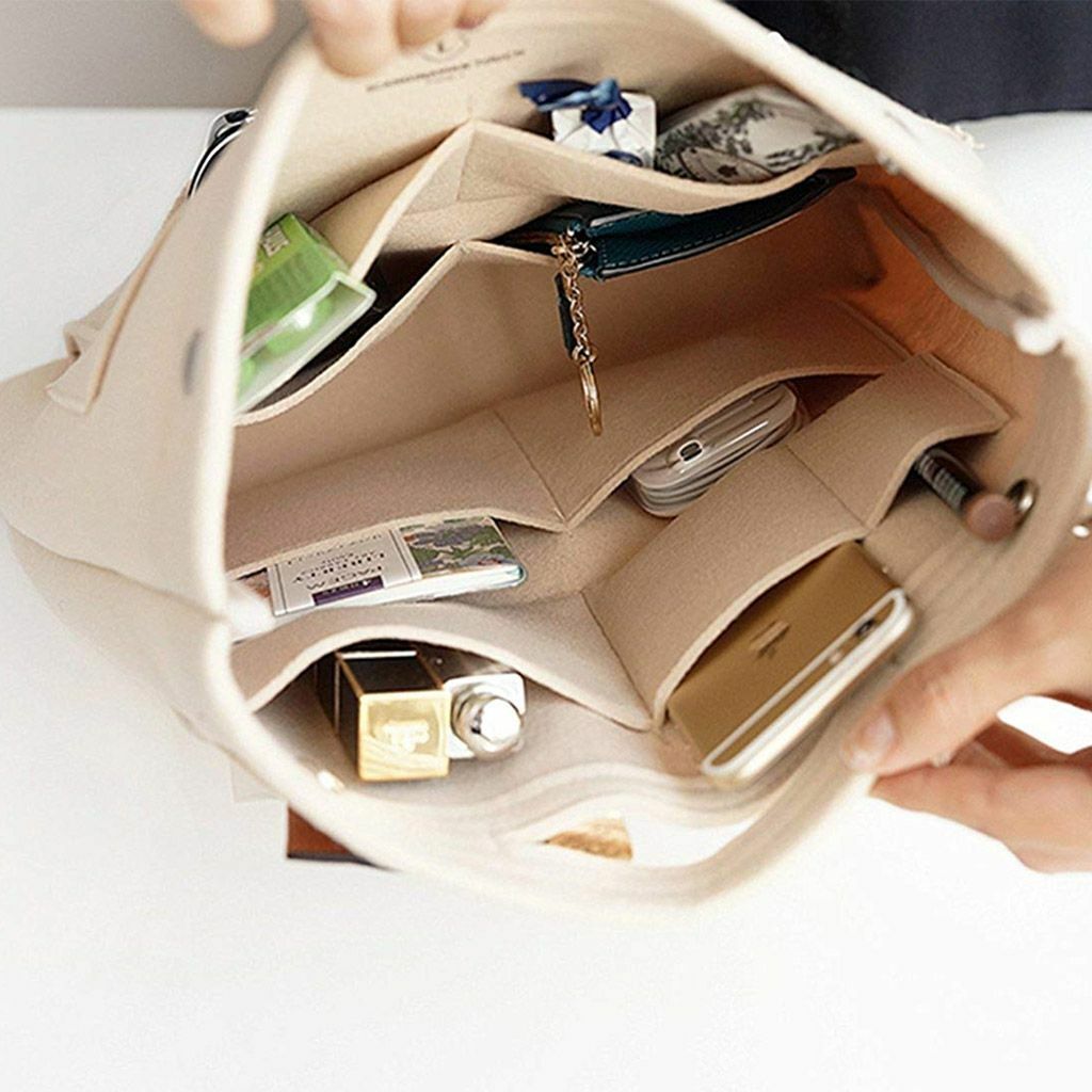 Multi-Pocket Tall Long Insert Bag Felt Purse Handbag Bag Liner