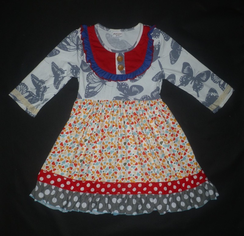 NEW Girls Boutique Floral Heart Print Long Sleeve Dress Size 2-3 Valentine's Day