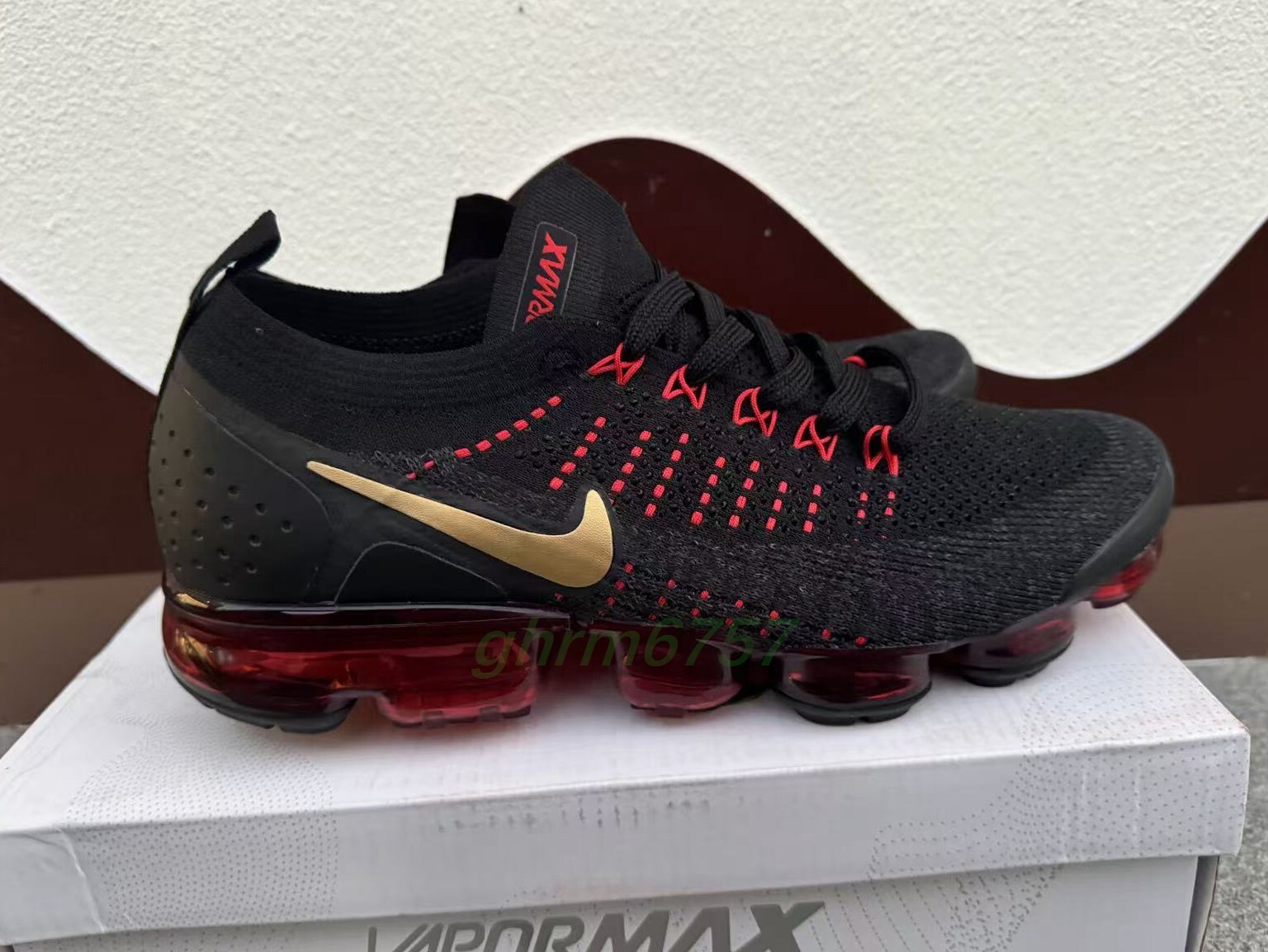 Nike Air VaporMax Flyknit 2018 FK Black Red Men's Casual sports shoes