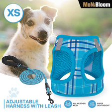 Blue Dog Harness  Leash Set Soft Air Mesh Adjustable Reflective Vest w/D-rings