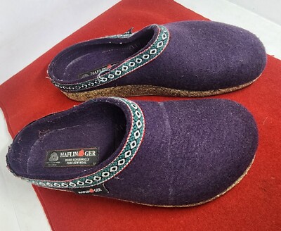 Haflinger Wool Clog Womens 7 EU 37 Plum Franzl GZ Plum Felt Classic Grizzly Arch