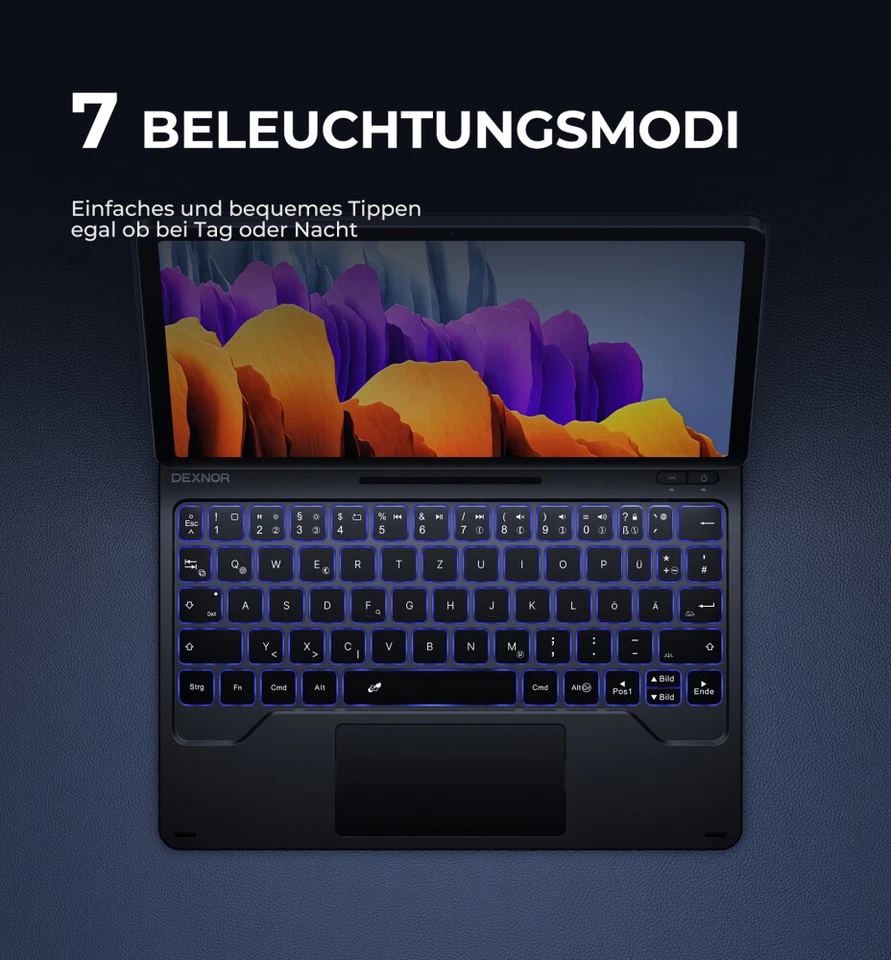 Dexnor Tastatur Hülle für Samsung Galaxy Tab S8/S7 mit Multi-Touch Trackpad - Bild 4 von 4