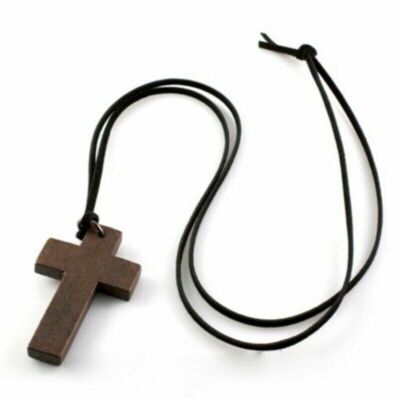 Leather Cord Wooden Cross Necklace Crucifix Religion Pendant Stocking  Filler Australia
