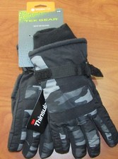 NEW TEK GEAR BOYS GREY CAMOUFLAGE WARM TEK SKI GLOVES
