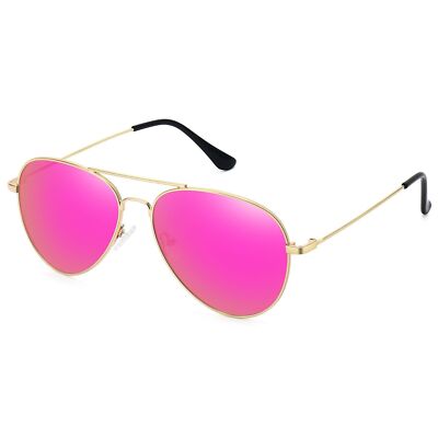 Classic Polarized Aviator Sunglasses for Women Men (Golden Frame Purple