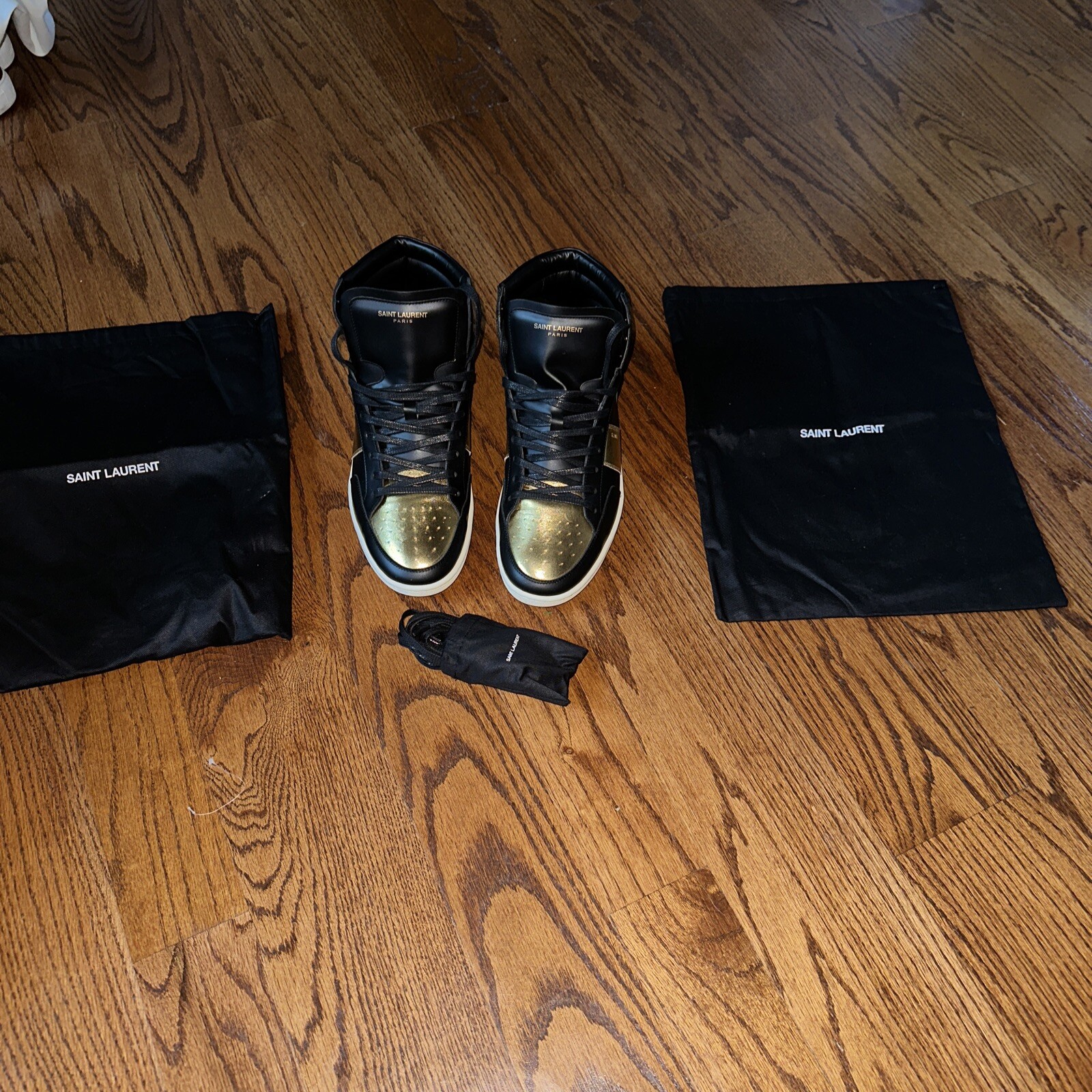 Sneakers alte SAINT LAURENT nere e oro corte classiche SL 10H taglia 11 44