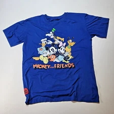 Mickey and friends xl blue shirt classic characters grouped mickey minnie