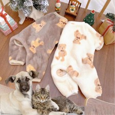Pet Plush Jumpsuit Autumn Winter Medium Small Dog Clothes Warm Pajamas Pullover  
