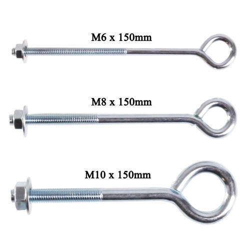 Choose 150mm M6 M8 M19 EYE BOLTS NUTS & WASHERS Folded Straining