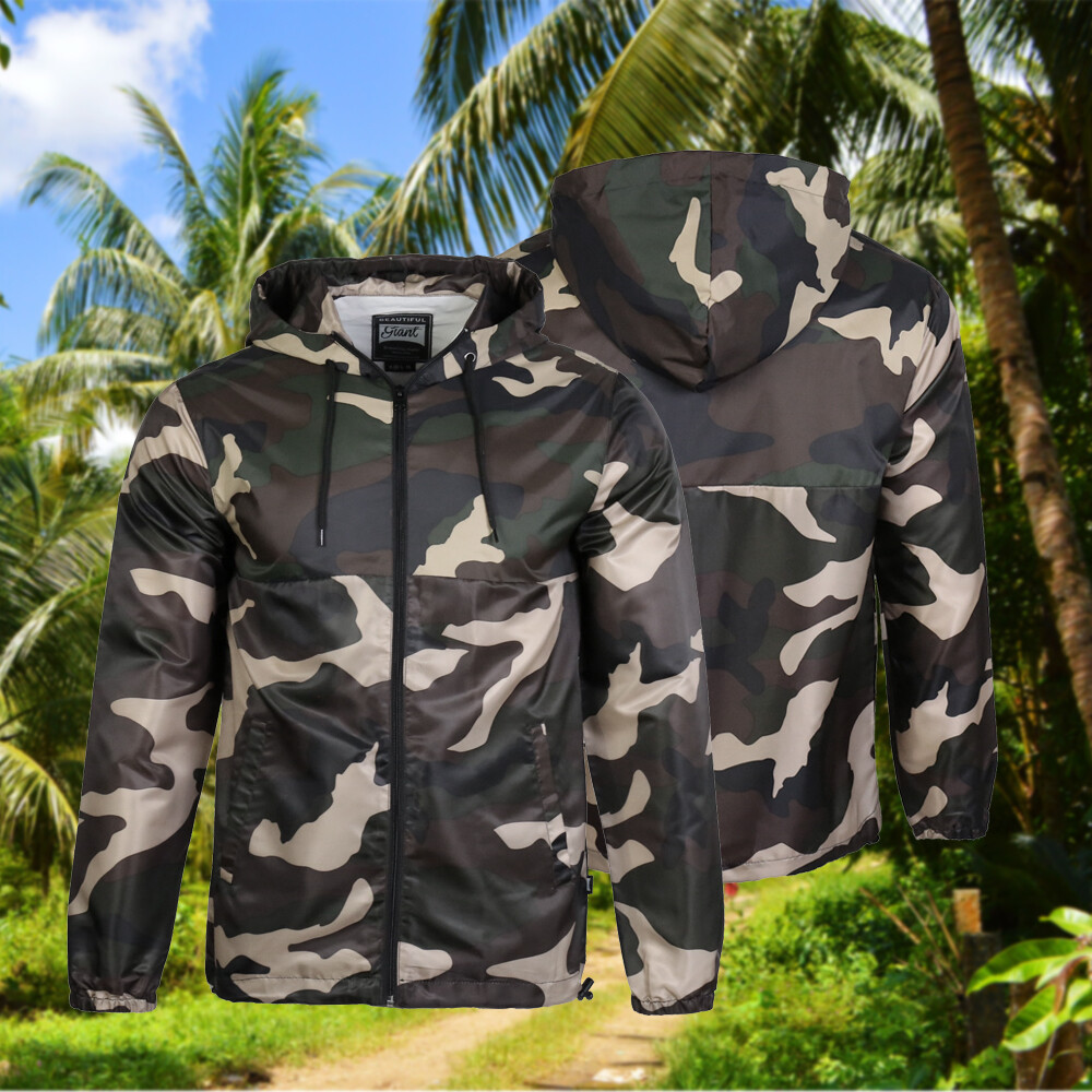 Beautiful Giant Men's Outdoor Jacket Camo Hoodie Lightweight
