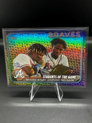 2024 Topps #70 Students of the Game Acuna Jr/Albies Easter Egg Holiday Foil