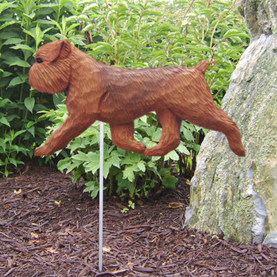 Brüssel Griffon Außen Garten Hund Zeichen Handbemalt Figur Rot