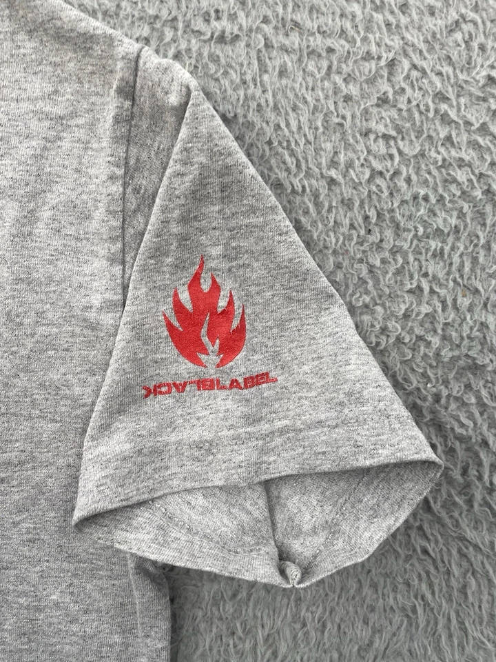 Camisa Burnside Blacklabel Adulto Pequeña Gris Manga Corta Patinador Surf Llamas Retro Foto 3 de 4