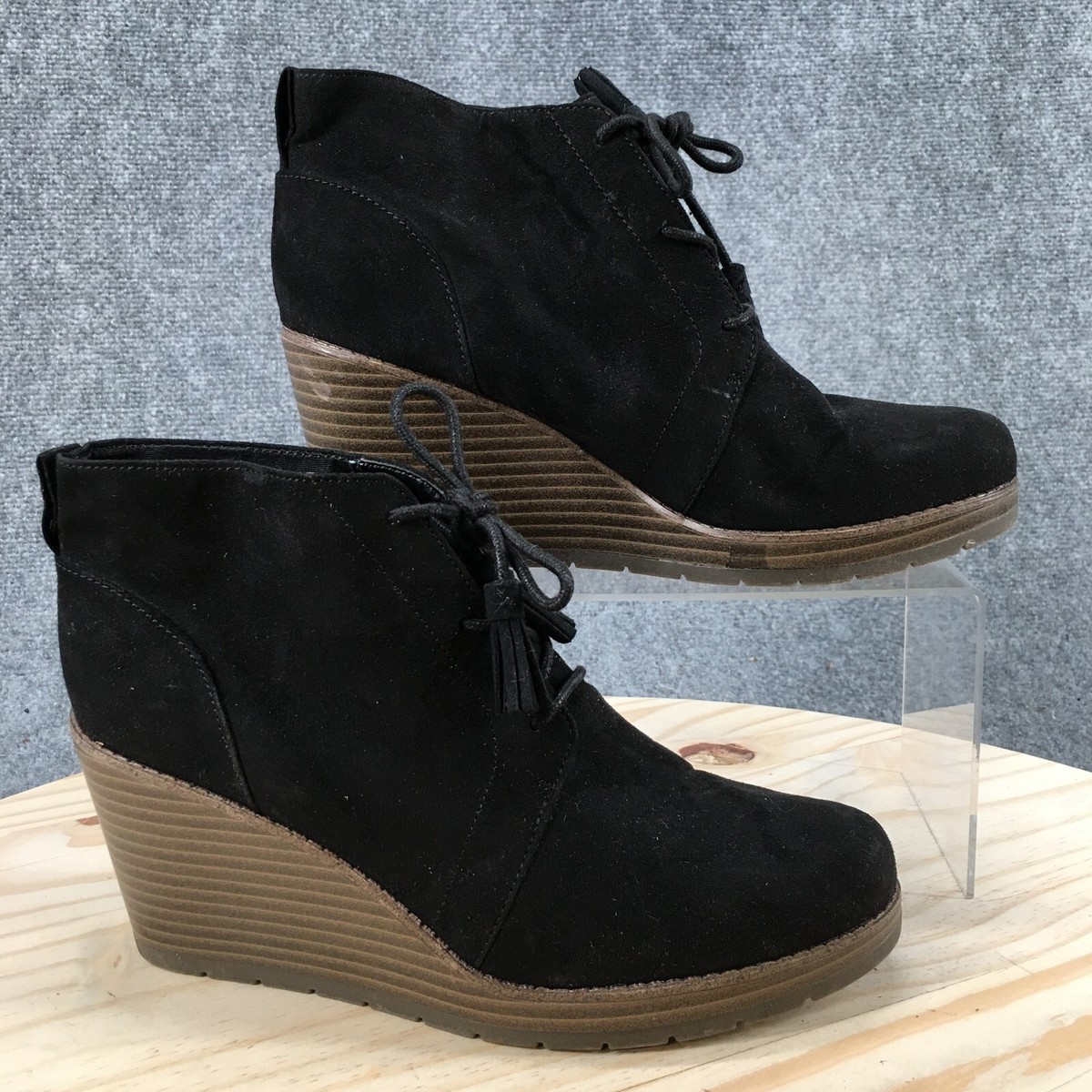 Wedge Ankle Dr Scholls Black Suede Booties Dr Scholls Boots Womens