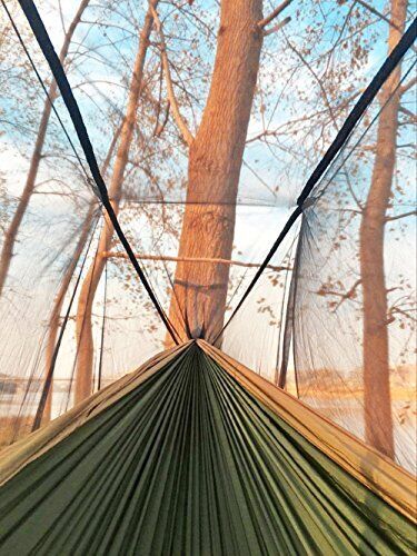 Camping Hängematte, tragbare Doppelhängematte mit Netz, 2 55"W*106"L A grün/khahi - Bild 6 von 7
