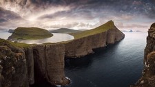 Landscape nature photography cliff sea mountains island Custom Gaming Mat Desk