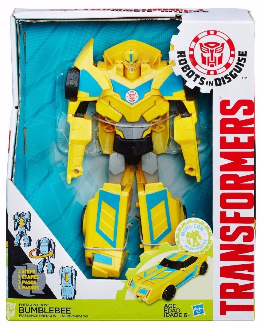 RARE Transformers Robots In Disguise 3 Step Changer Energon Boost Blue Bumblebee