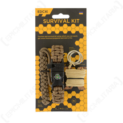 Paracord Survival Kit mit Kevlarsäge - Coyote Survival Camping Wanderschnur