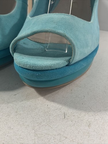 KURT GEIGER Carvela RRP£120 Turquoise Suede slingback heels. new! platform. UK4 - Picture 4 of 18