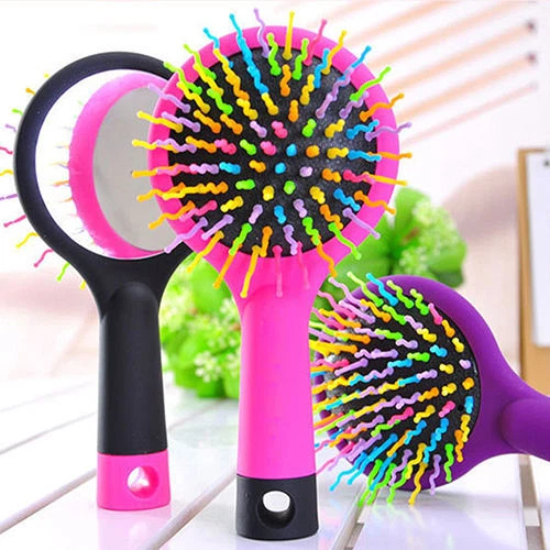 Rainbow Volume S Brush Detangling Hair Brush Multi Color with Mirror 2pk  - Image 2 of 4
