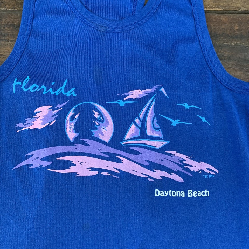 VTG 80s DeeCee TeeJays Daytona Beach Florida Tank Top Blue Med USA eBay
