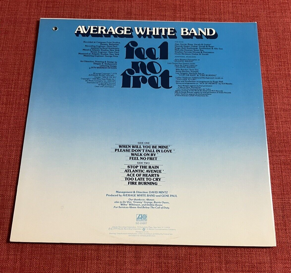 AVERAGE WHITE BAND FEEL NO FRET / VINYL LP [HOLE PUNCH] 1979 ATLANTIC