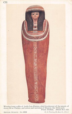 British Museum Artefact Wooden Coffin Ankh-en-Khensu vintage postcard