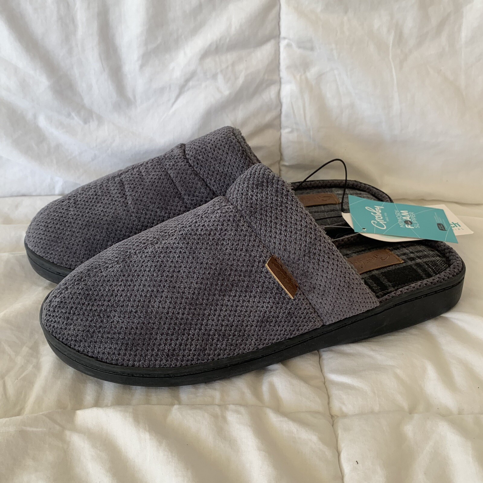 Grosby Mens Slippers Slip on Scuff Pattern upper Soft Padded Insole