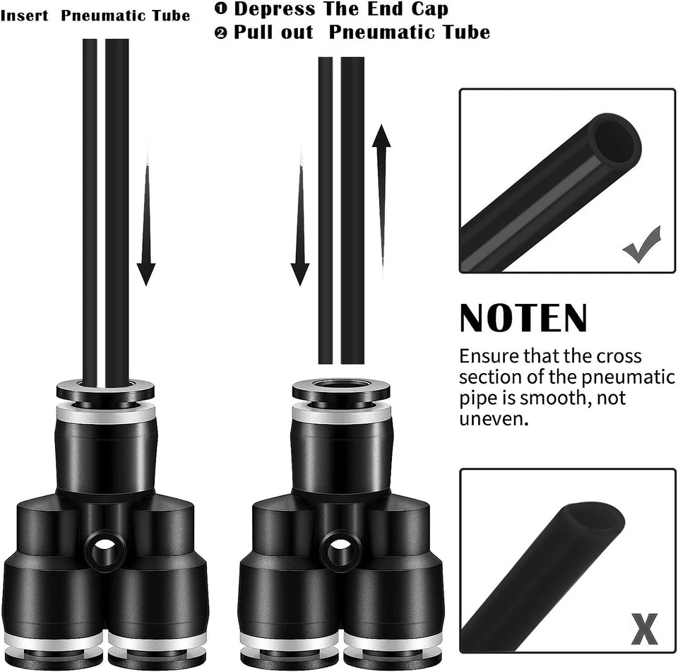 Push To Connect Air Fittings Tube 1/2" OD Air Line Splitter Union Push 10Pcs - Image 4 of 4