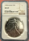 1990 American Silver Eagle NGC MS 69