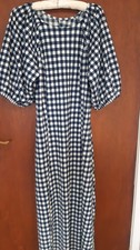 F&F Blue White Gingham Dress Long Length Size L (16)