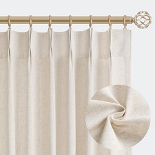 Natural Pinch Pleated Linen Curtains 84 40"W x 84"L Pack of 2 Natural Linen