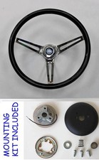 1965-1966 Galaxie Black Wood Steering Wheel 15 High Gloss Finish Chrome Spokes