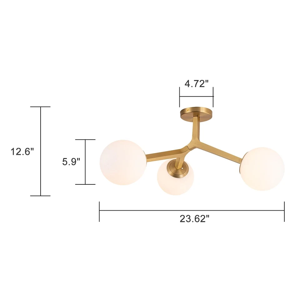 Lámpara de techo de latón dorado semi empotrada, luz moderna de mediados de siglo F... Foto 2 de 4