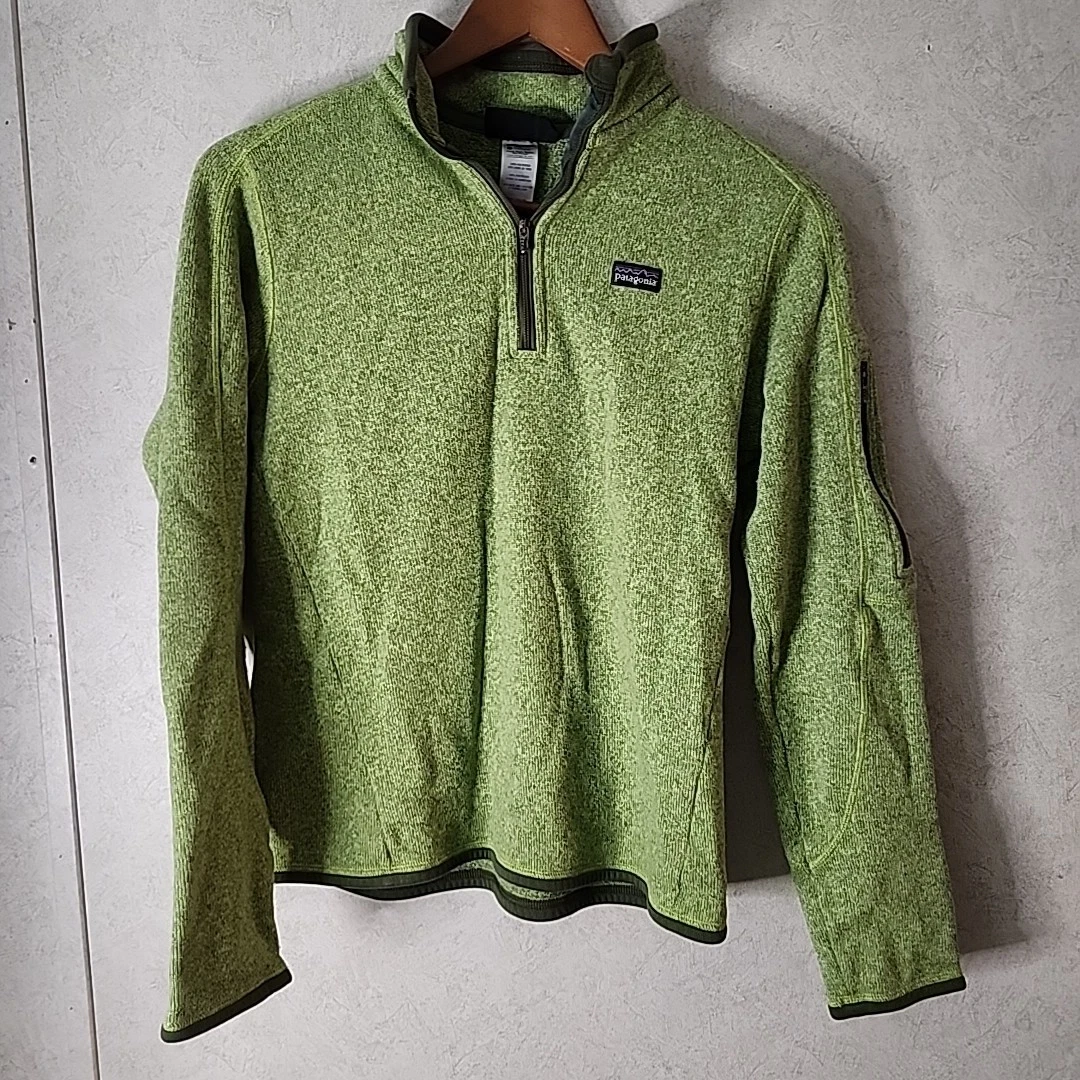 Womens Patagonia Pullover Sweater Jacket Sz M 1/4 Zip Better Sweater Apple Green