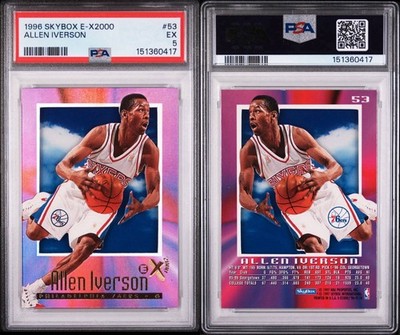 ALLEN IVERSON 1996-97 SkyBox E-X2000 #53 HOLO ACETATE ROOKIE RC HOF PSA 5  