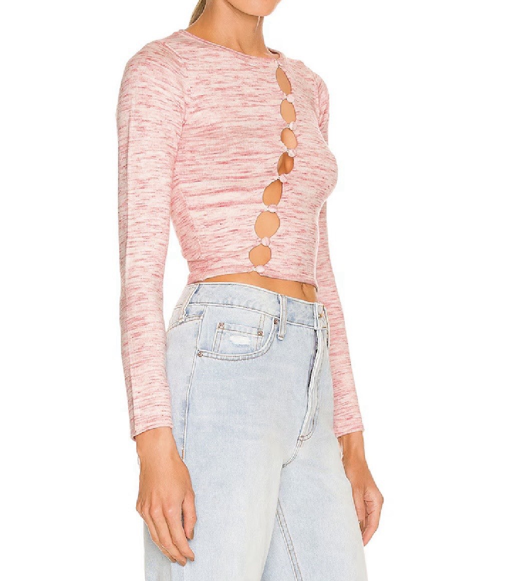 SUPERDOWN Kai Button Front Top Pink Lightweight S… - image 2